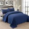 EMME Quilt Set Twin Size 2 Pieces (66x90 inches), Pre-Washed Microfiber Bedspread for All Season, Lightweight and Reversible Coverlet (Squares Pattern, Navy)